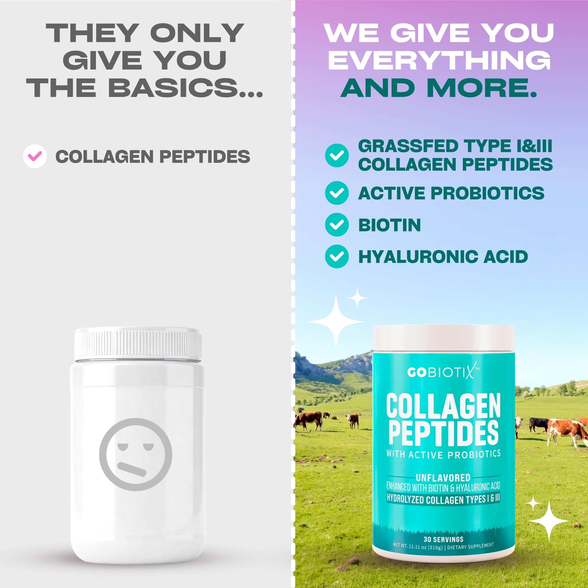 GOBIOTIX etiqueta con facts para ver dosis de colágeno y probióticos