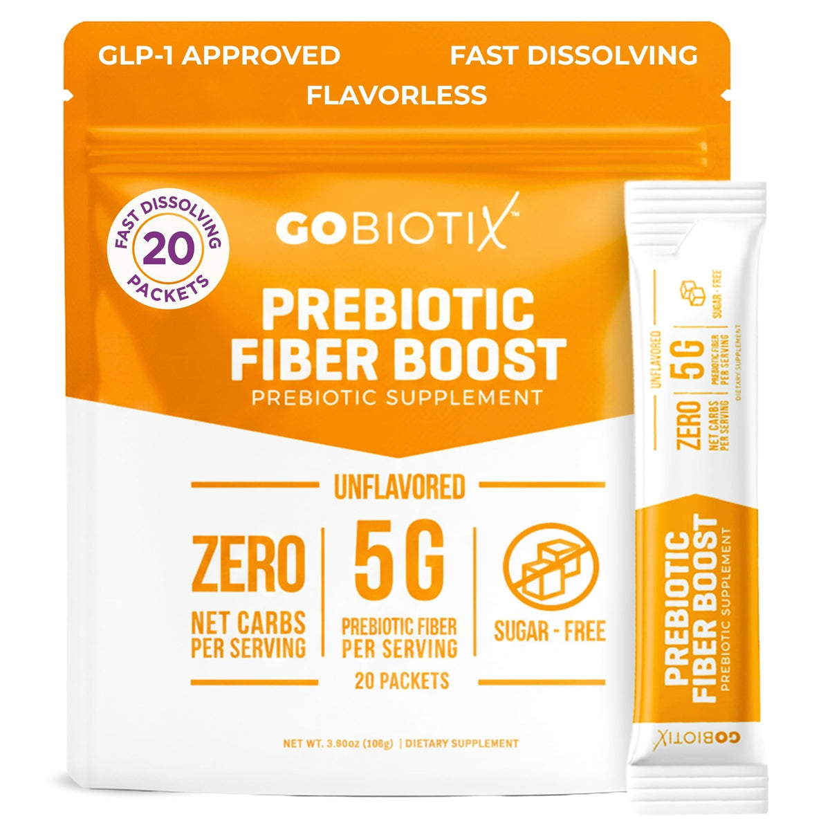 GoBiotix frente del empaque mostrando diseño y conveniencia