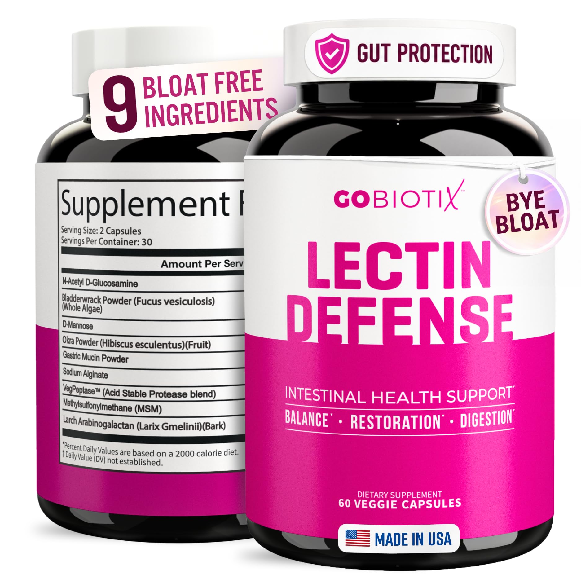 GOBIOTIX envase frontal mostrando Lectin Defense y beneficio digestivo