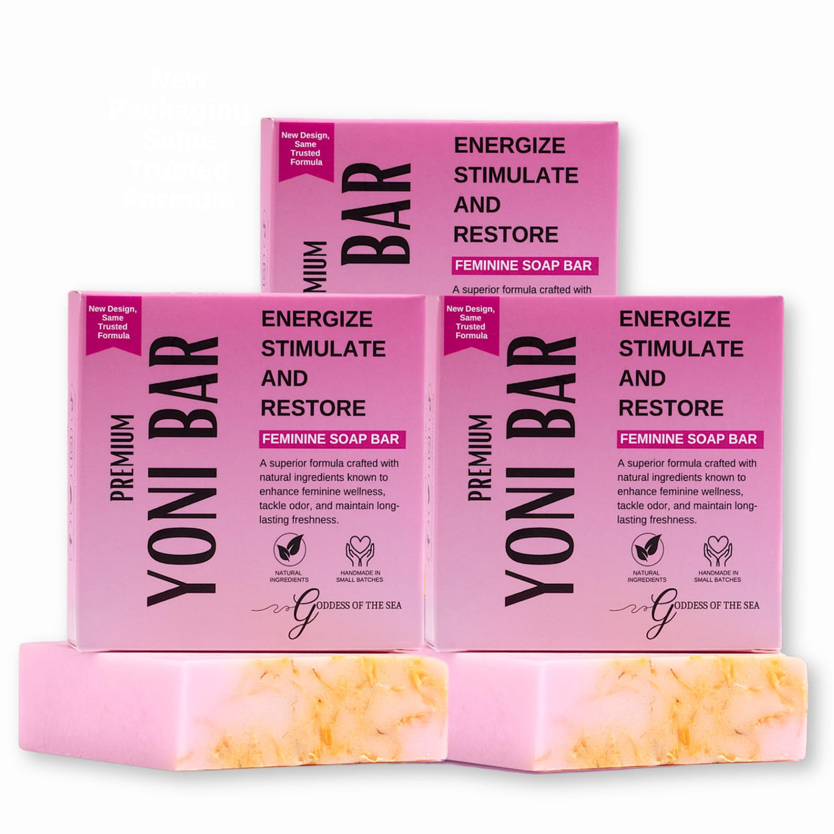 Goddess Of The Sea Beauty Bar pack frontal mostrando tres barras y beneficio natural