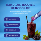 GoHydrate caja abierta con 30 sobres listos para llevar y conveniencia