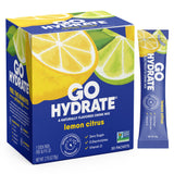 GoHydrate frente del empaque mostrando 30 sobres y beneficio de portabilidad