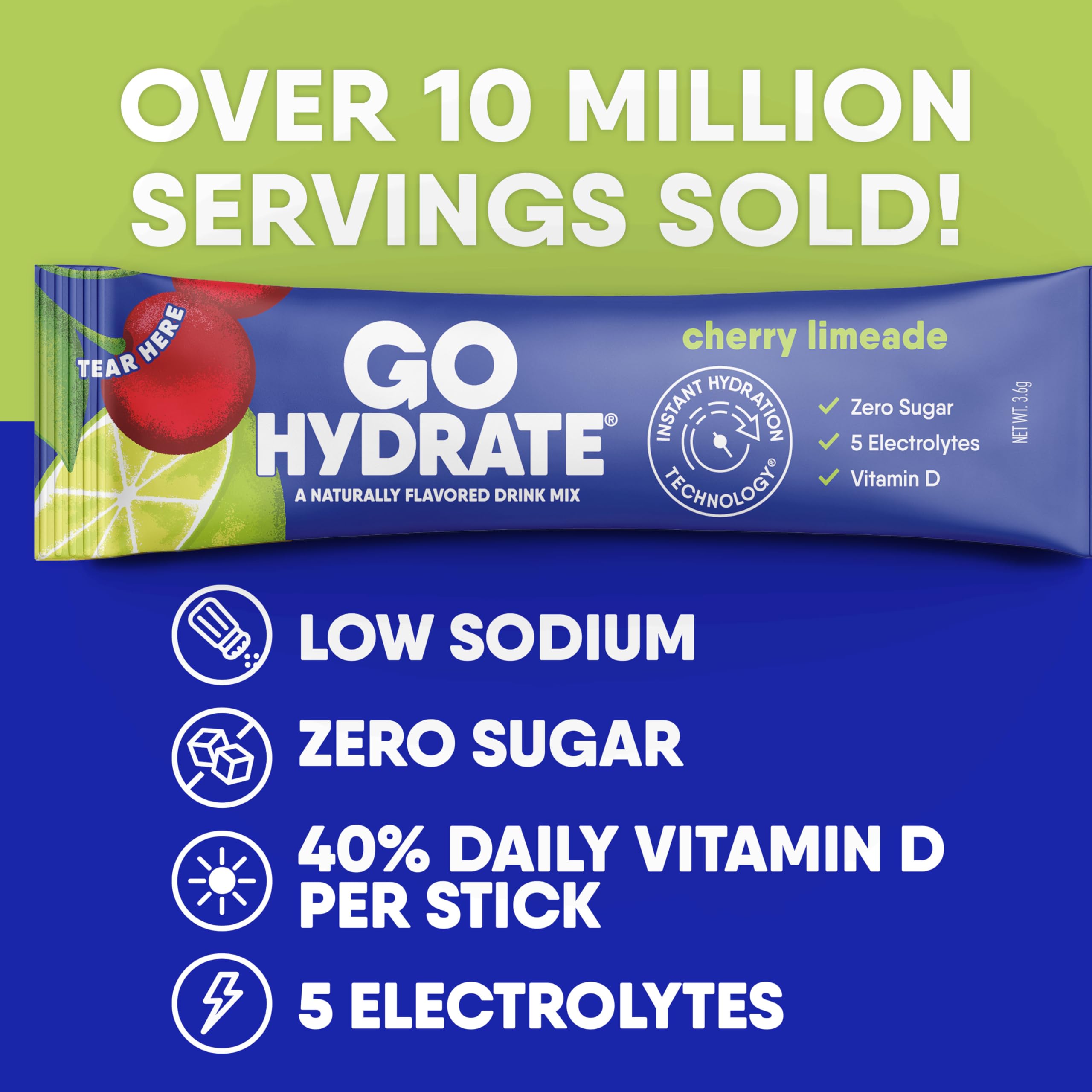 GoHydrate sobre disuelto en vaso refrescante lista para beber y rehidratar