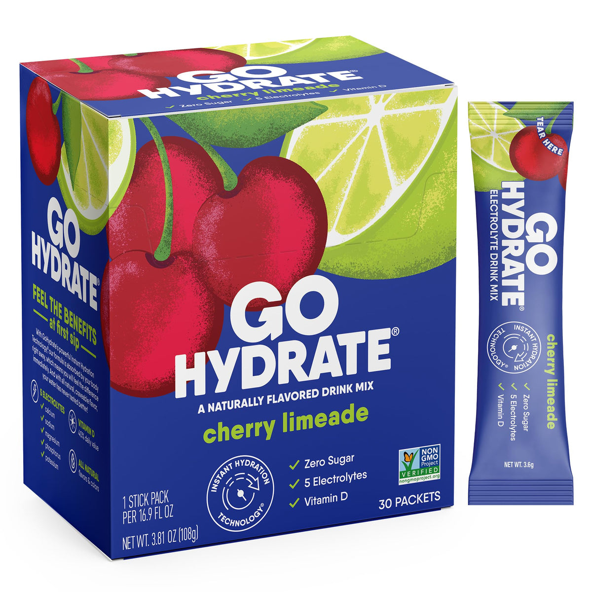 GoHydrate sobre frontal Cherry Limeade mostrando diseño y beneficio hidratante