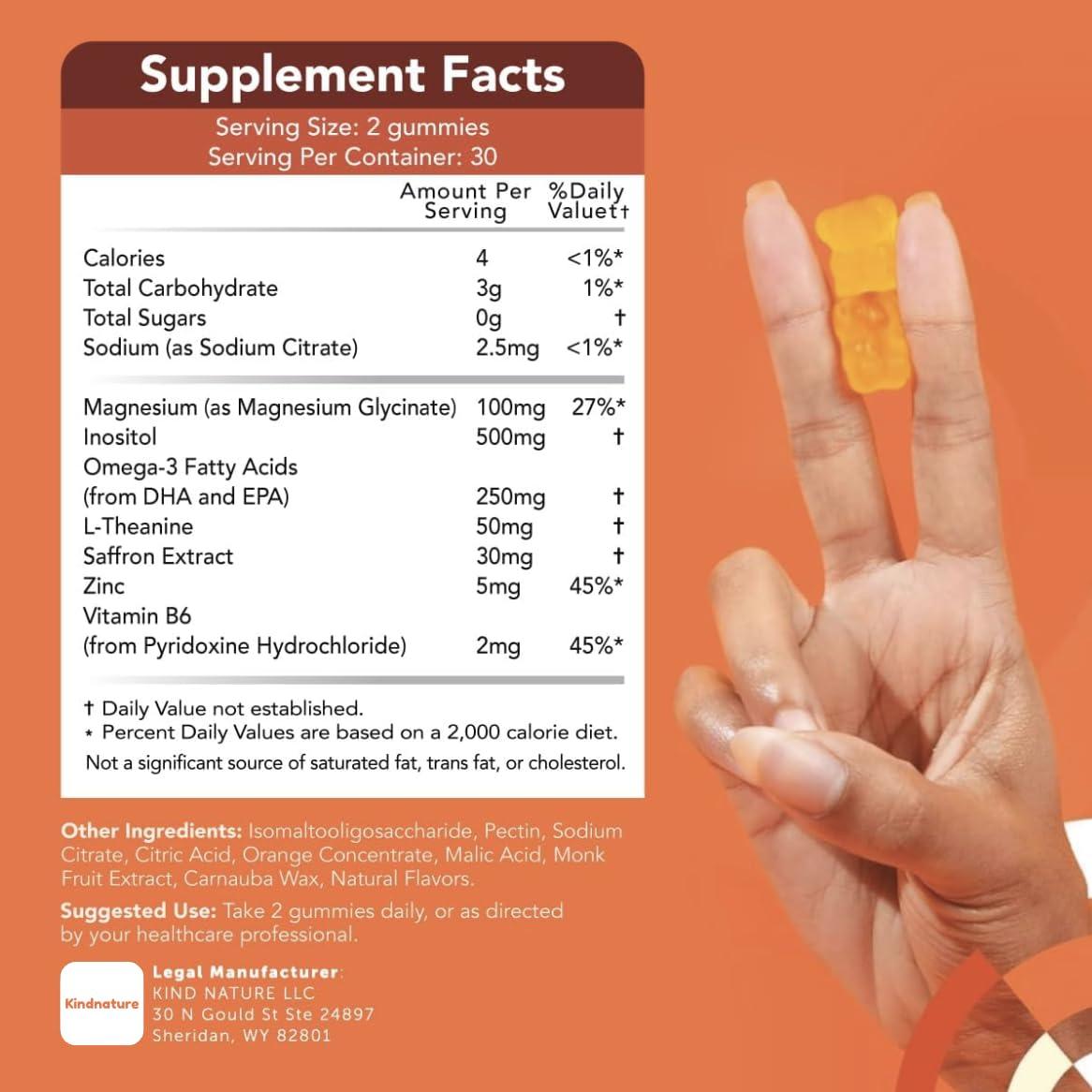 GOJOY NATURALS etiqueta con lista de ingredientes clave y beneficios visibles