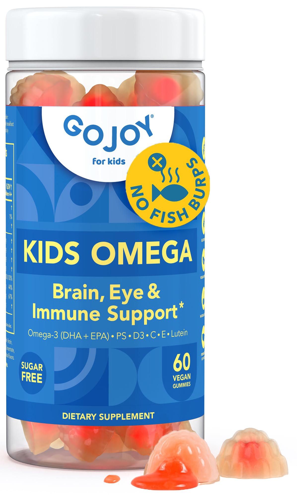 GOJOY NATURALS botella frontal clara muestra gomitas veganas y beneficios