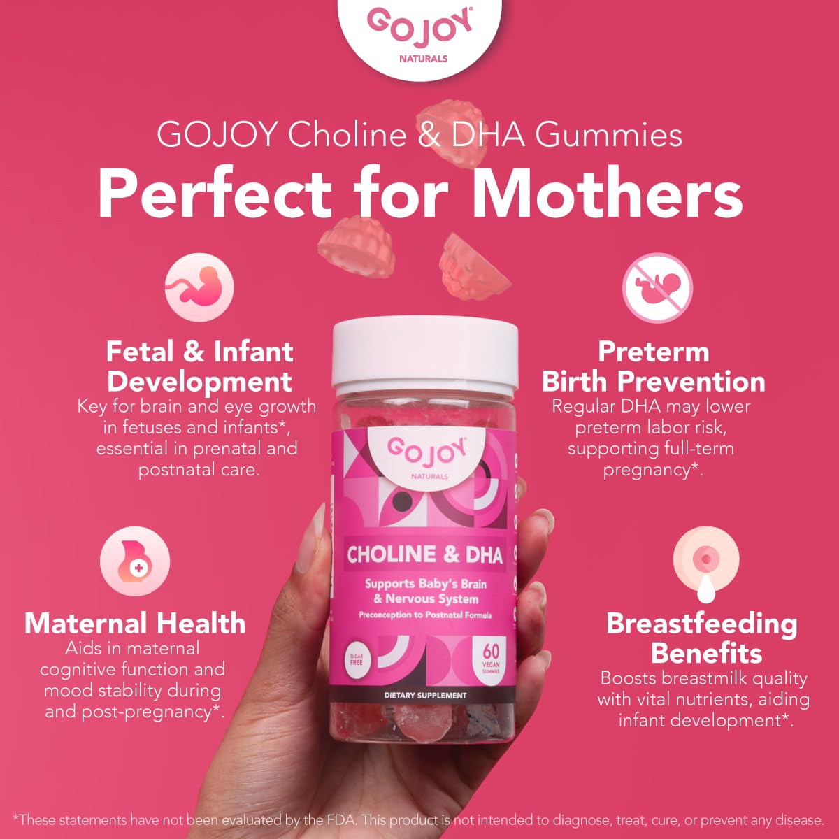 GOJOY NATURALS gomita en mano para comparar tamaño y porción
