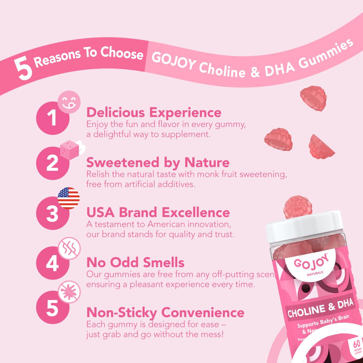 GOJOY NATURALS textura de gomitas veganas masticables, fácil ingestión