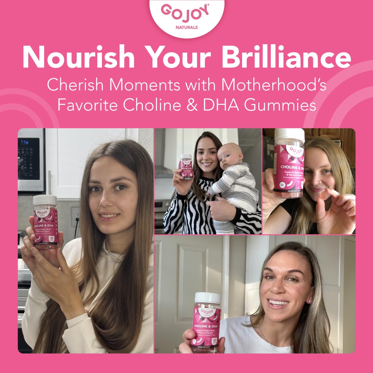 GOJOY NATURALS ingredientes clave colina y DHA resaltados claramente