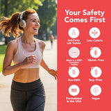 GOJOY NATURALS persona masticando gominola mostrando uso cómodo y sin agua