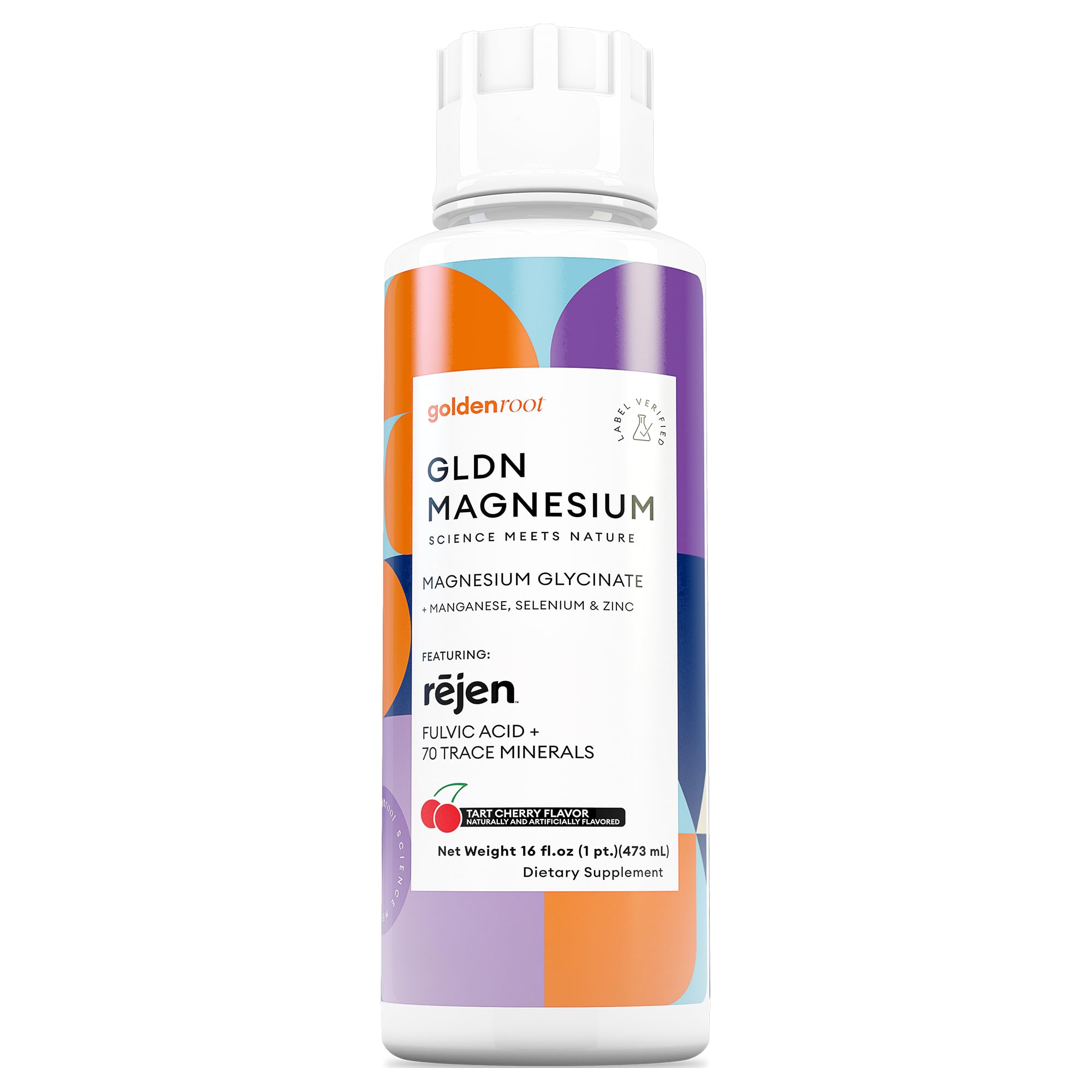 GoldenRoot GLDN magnesio frontal del envase mostrando diseño y botella práctica