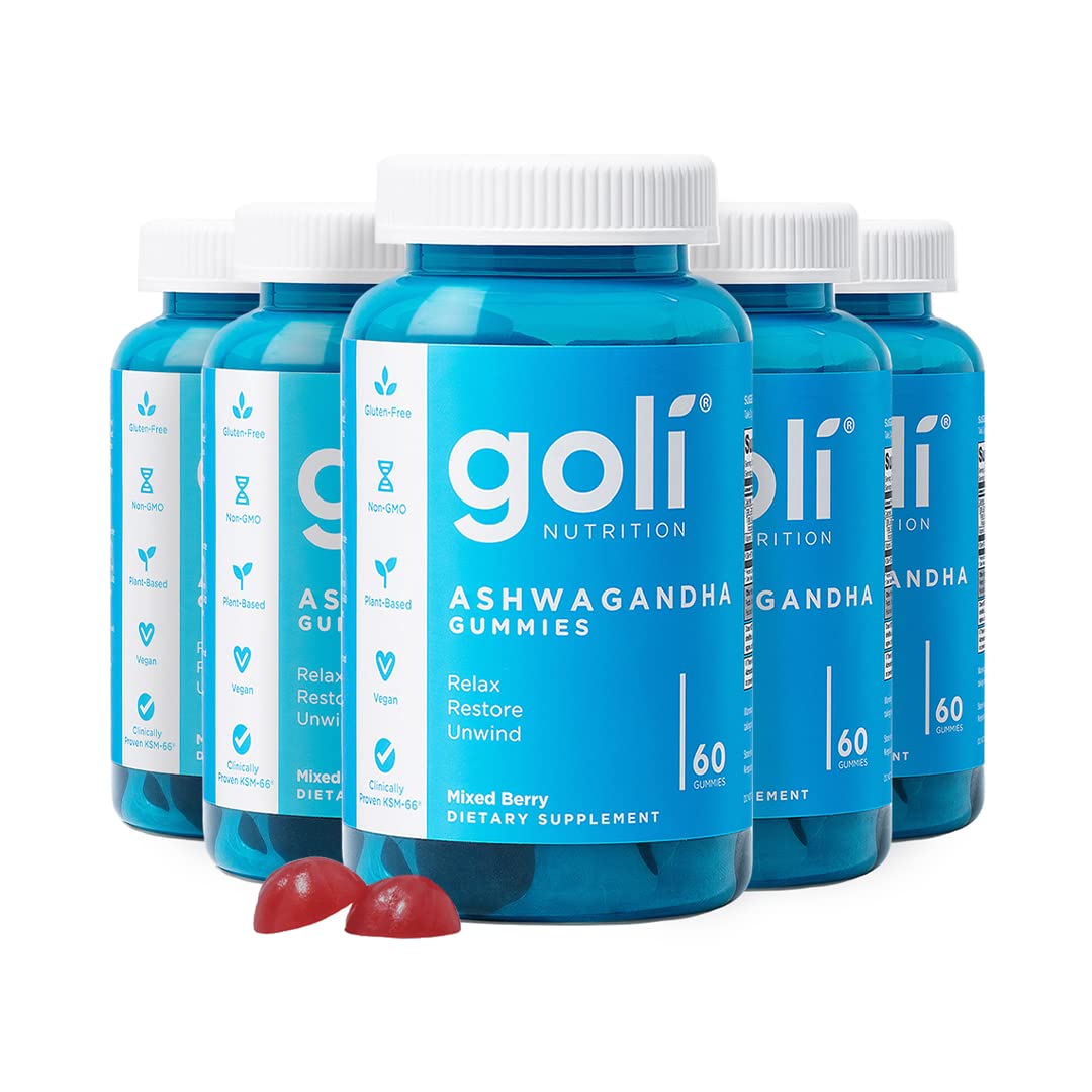 Goli envase frontal de Ashwagandha y vitamina D, presentación clara y confiable