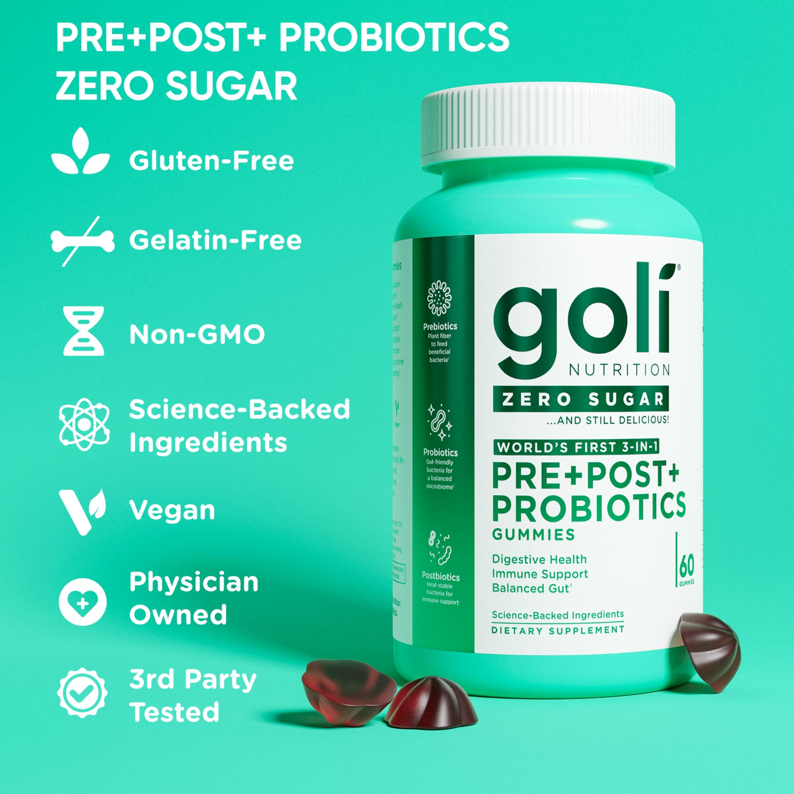 Goli bote abierto con gomitas, práctico para llevar y consumir