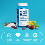 Goli frasco abierto con gominolas mostrando cantidad interior y facilidad de acceso