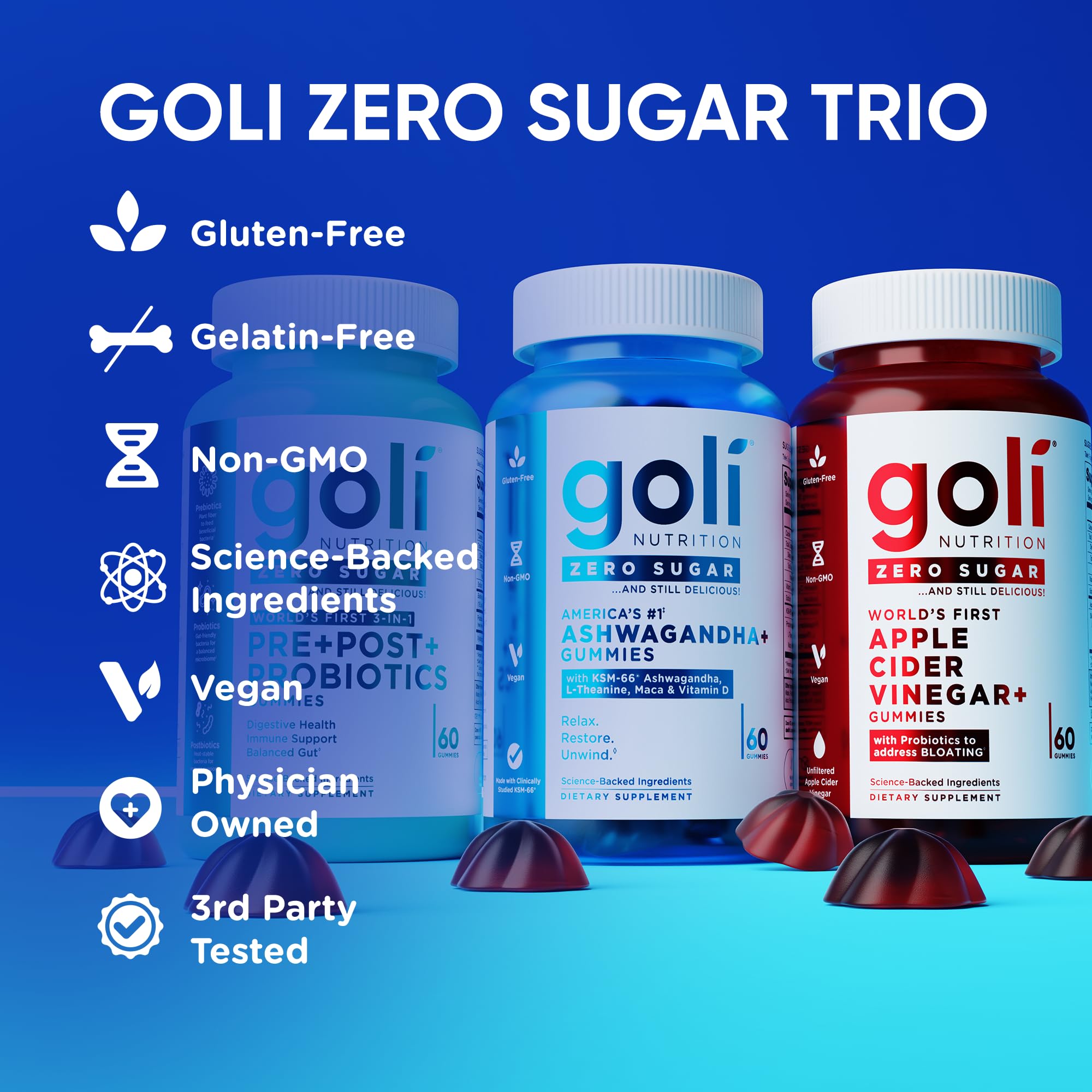 Goli Vitamina D frasco abierto con gomitas visibles, facilita la toma diaria
