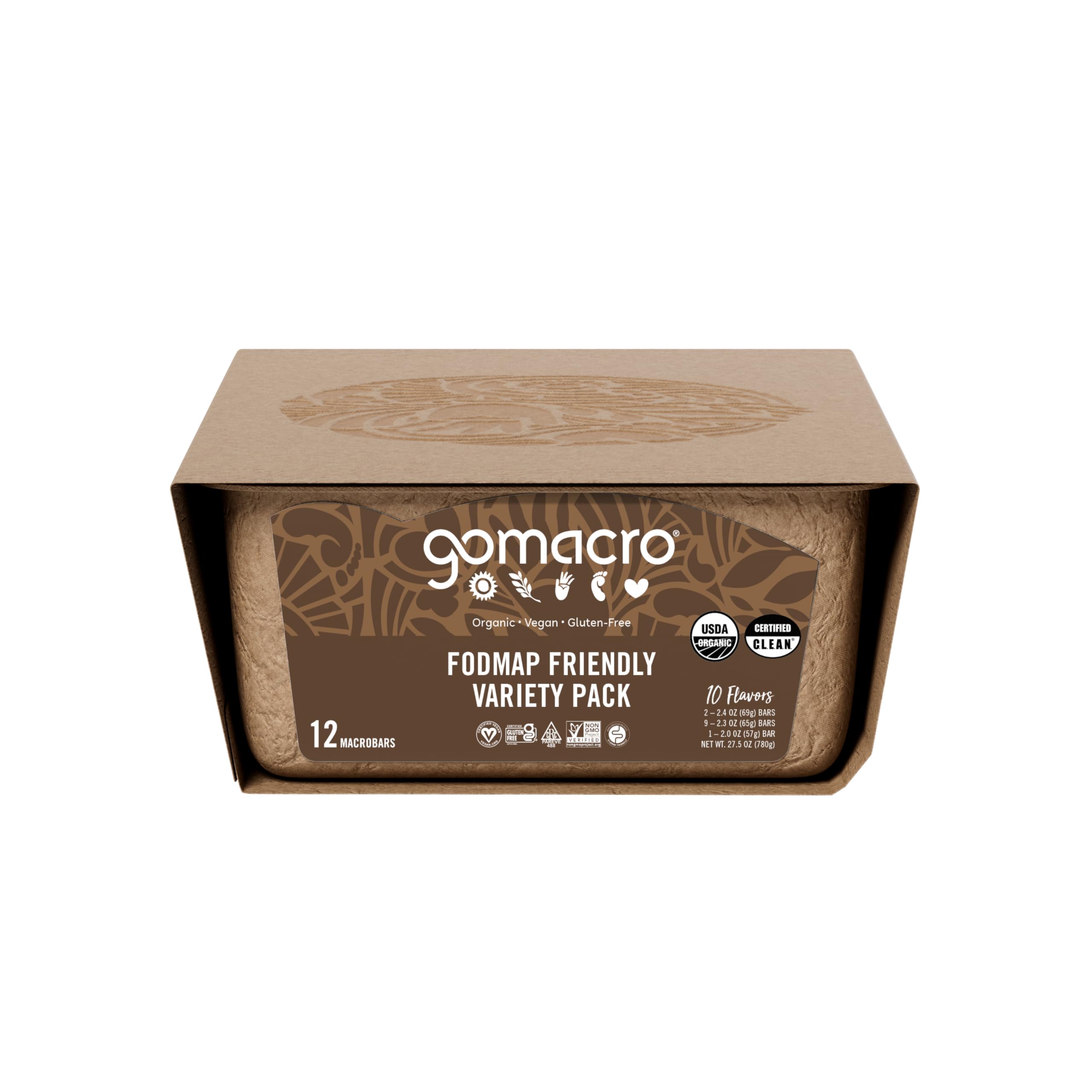 GoMacro caja abierta que exhibe todas las variedades, facilidad para probar sabores