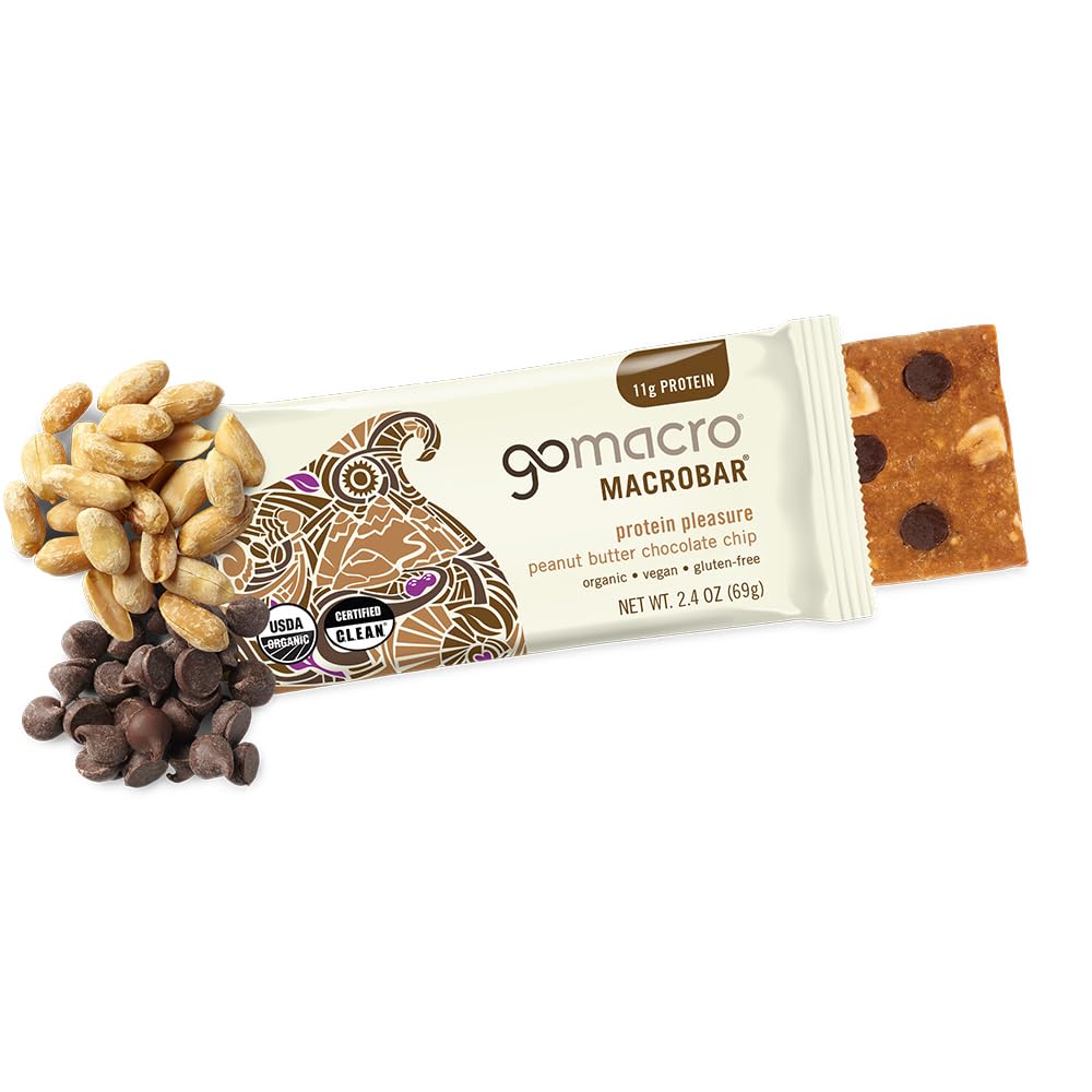 GoMacro ingredientes principales: cacahuates y chispas de chocolate, sabor orgánico