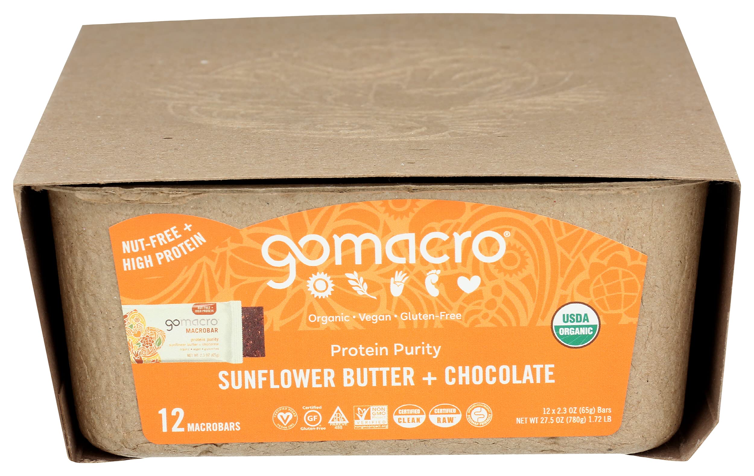 GoMacro ingredientes naturales semilla de girasol cacao arroz inflado