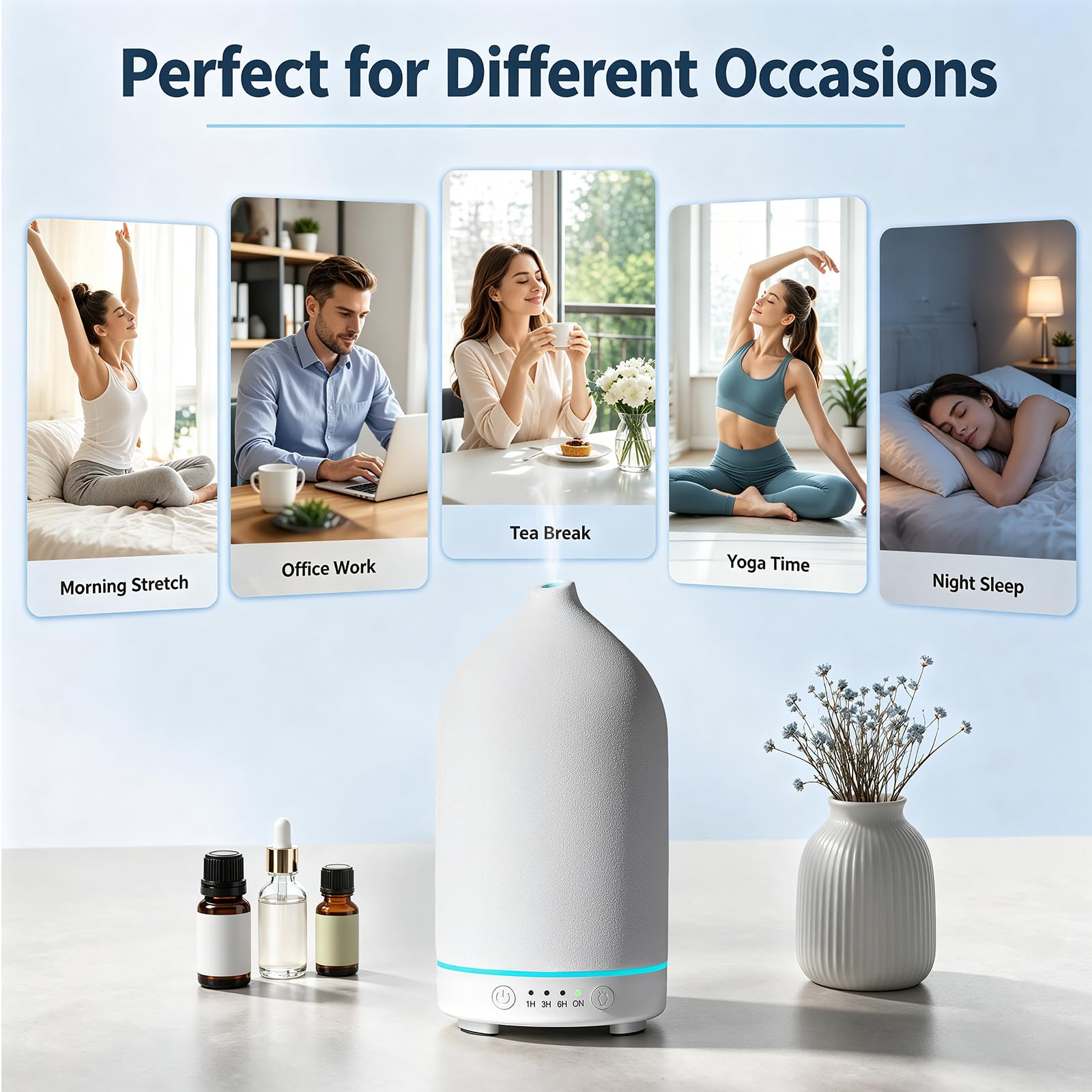 Gooamp tamaño comparado con taza para referencia de capacidad 200ml