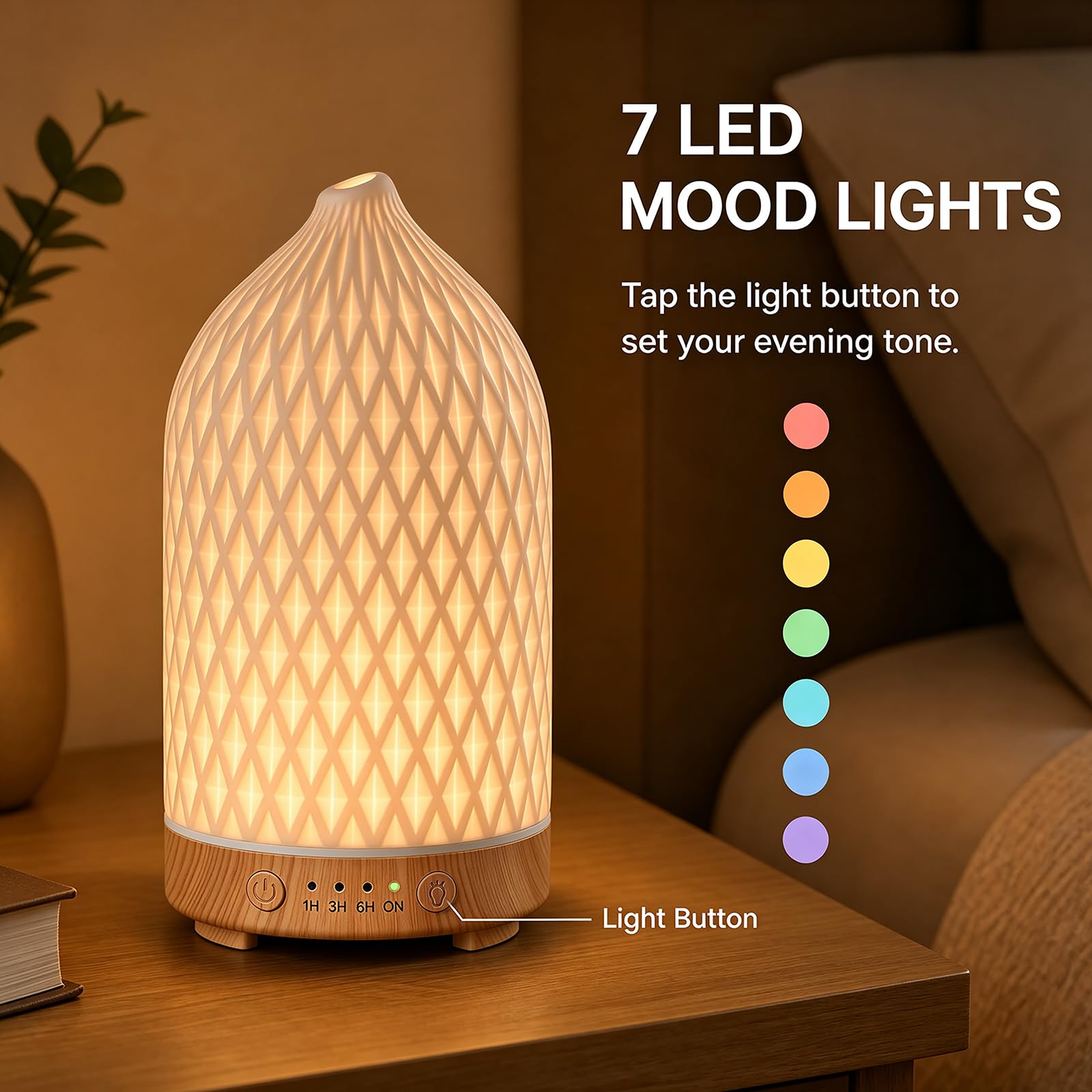 Gooamp con iluminación LED de 7 colores creando un ambiente relajante