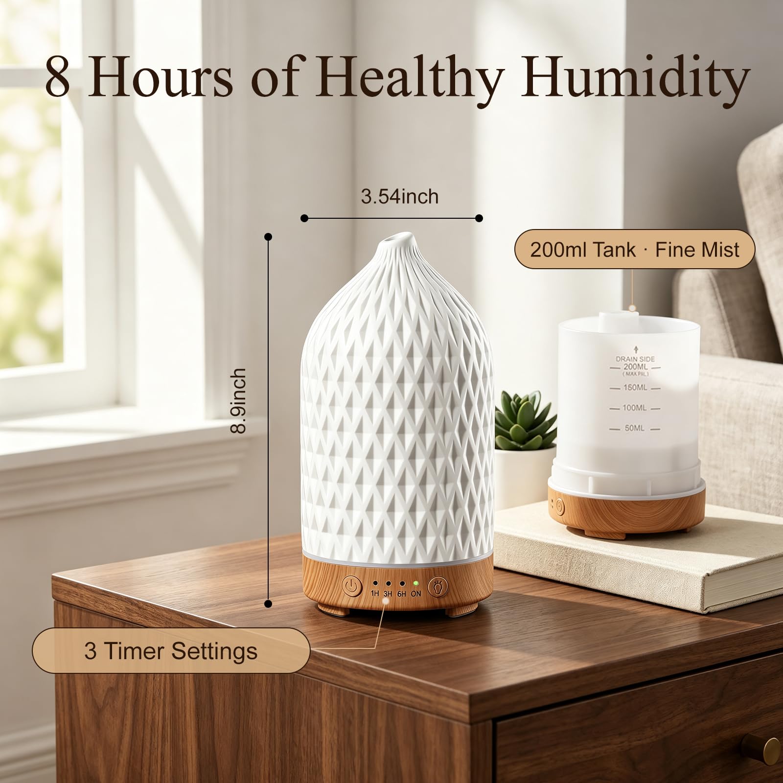 Gooamp emitiendo niebla ultrasónica que humidifica y perfuma el ambiente