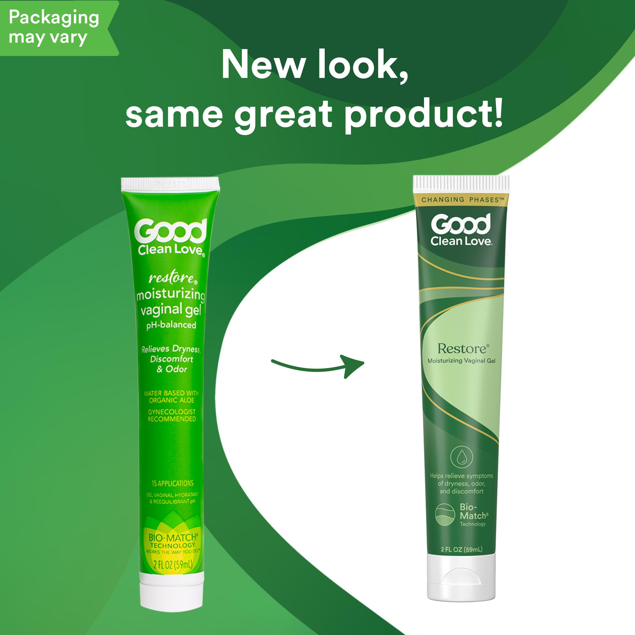 Good Clean Love tamaño del tubo junto a una mano para referencia de volumen