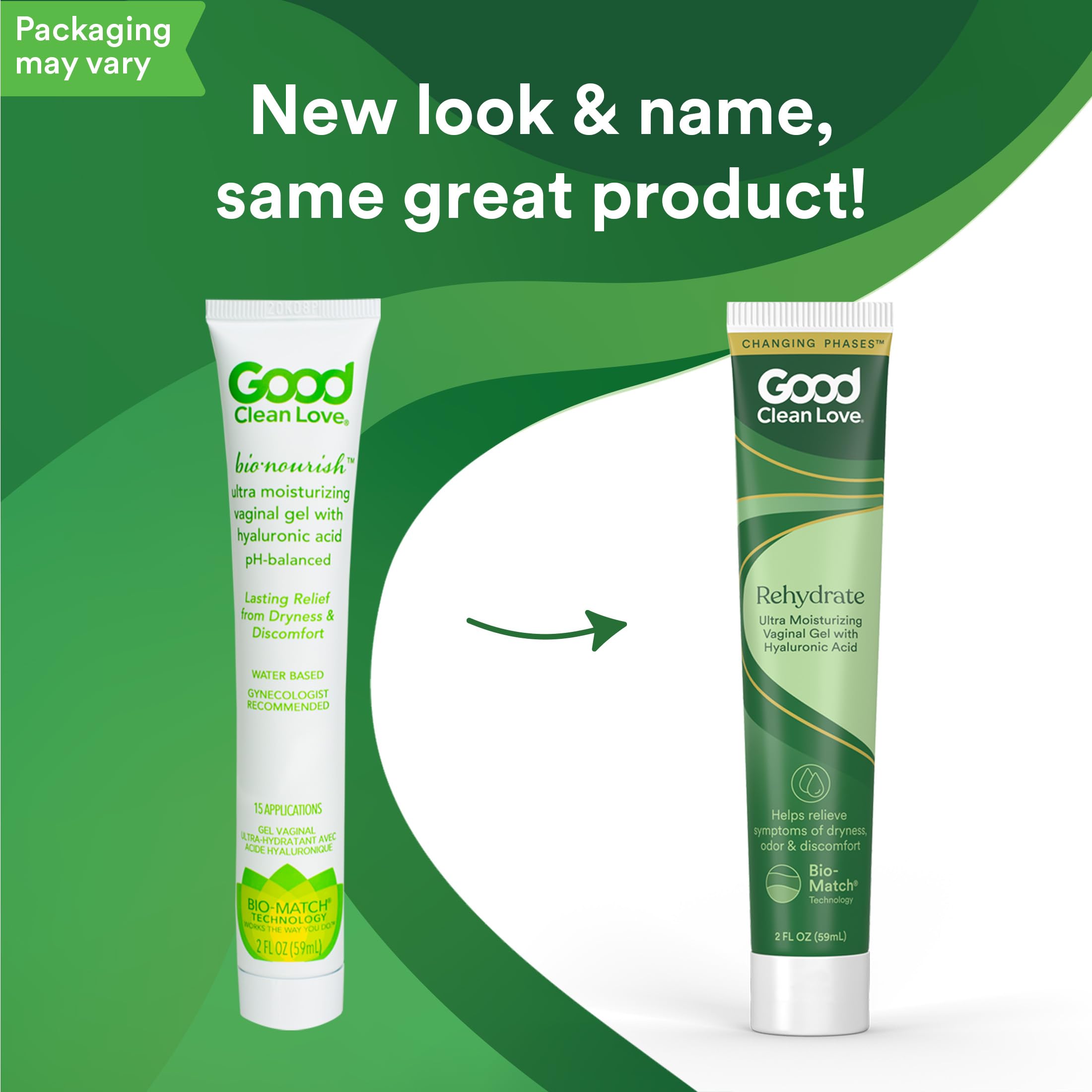 Good Clean Love comparación de tamaño en mano para valorar formato 2 oz