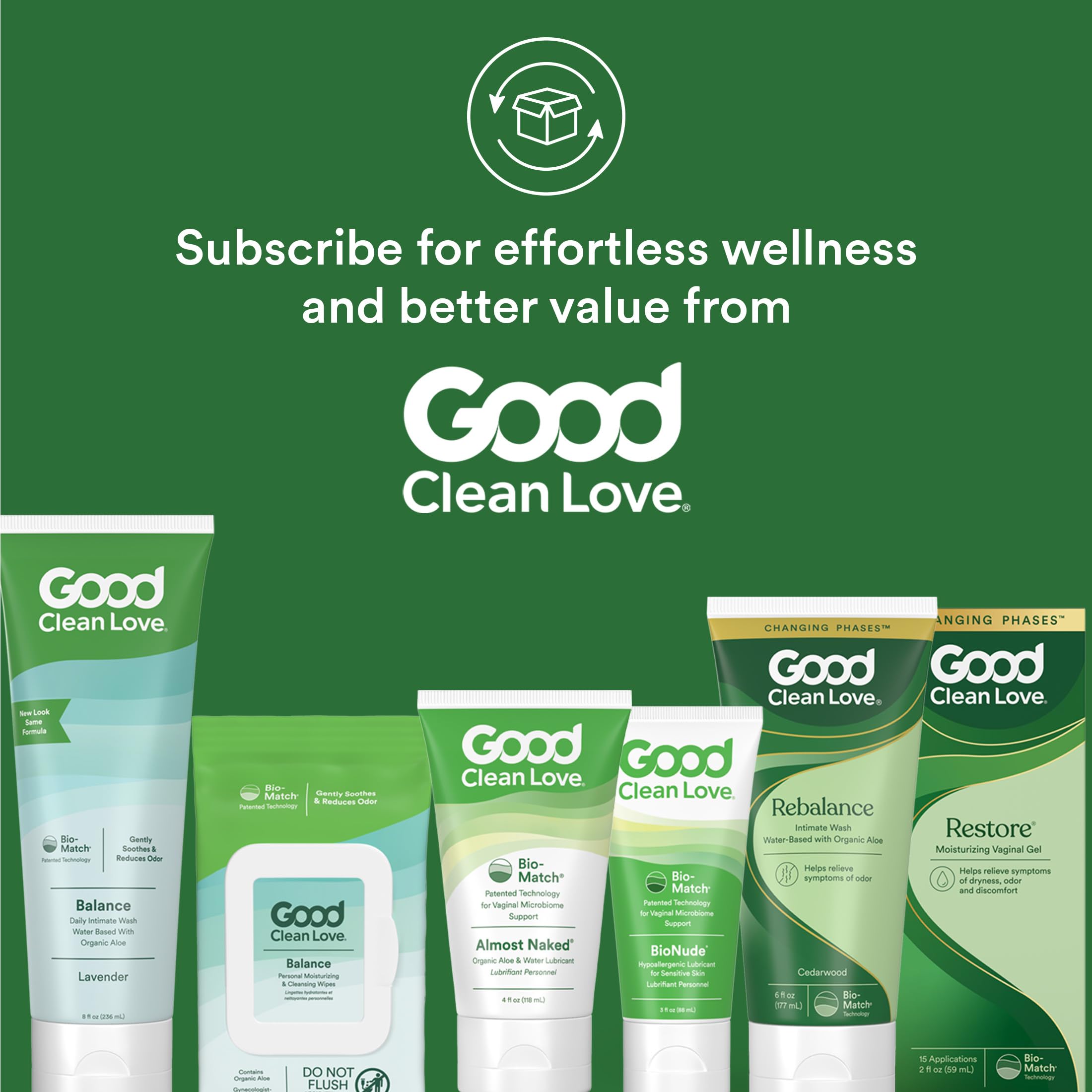 Good Clean Love comparación de tamaño junto a mano para ver portabilidad