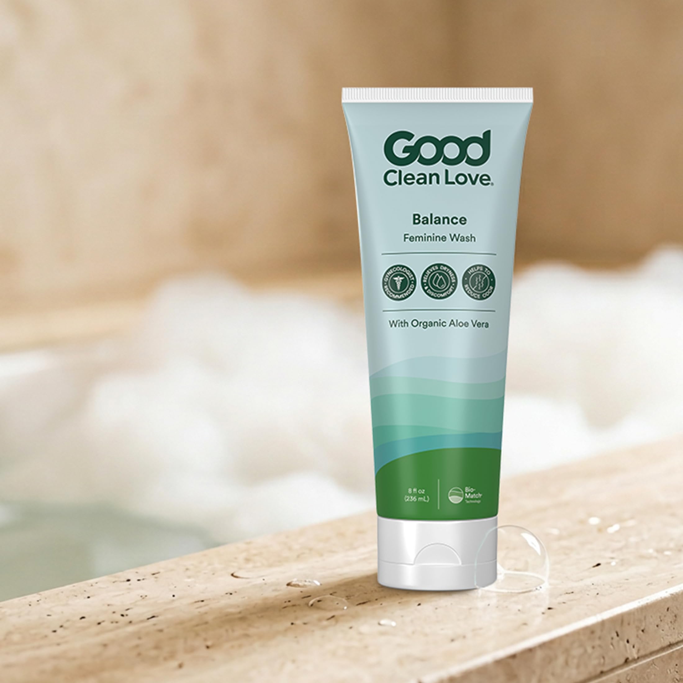 Good Clean Love ambiente de baño que transmite cuidado y frescura
