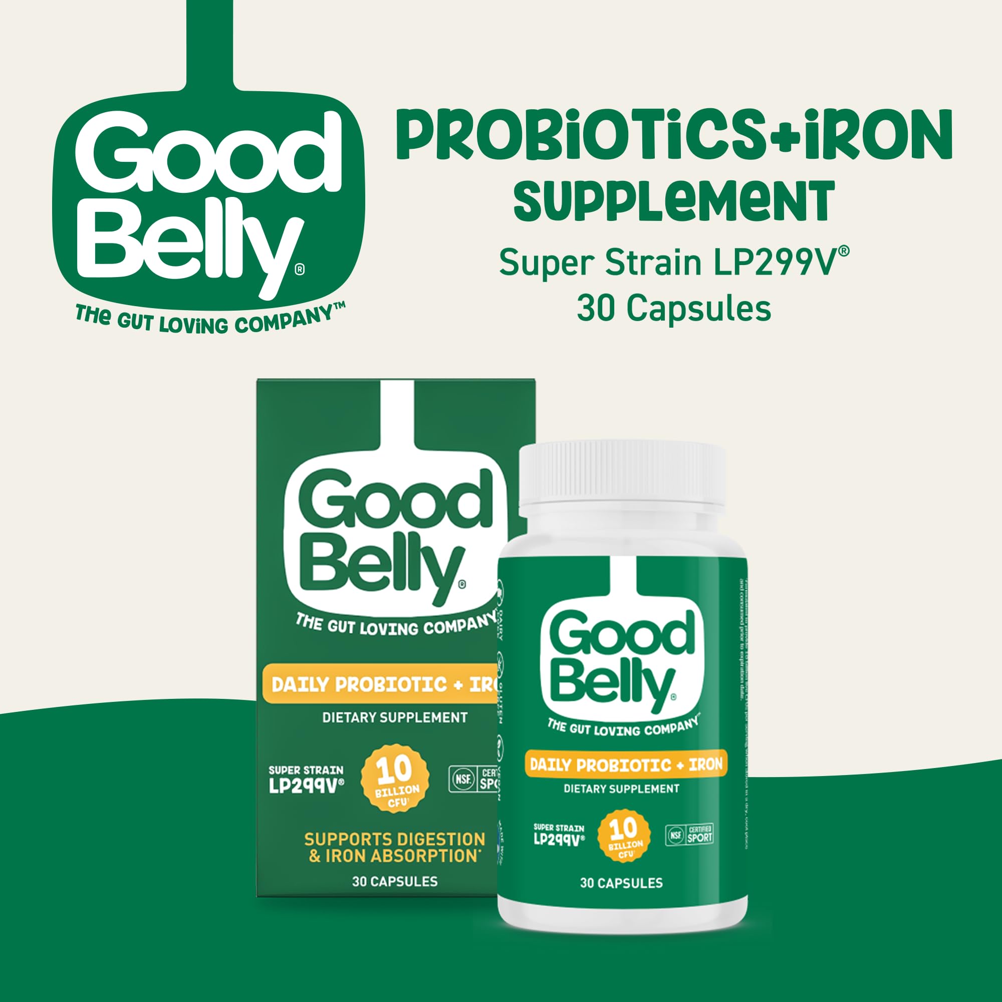GoodBelly cápsula en mano destacando facilidad de uso y conveniencia