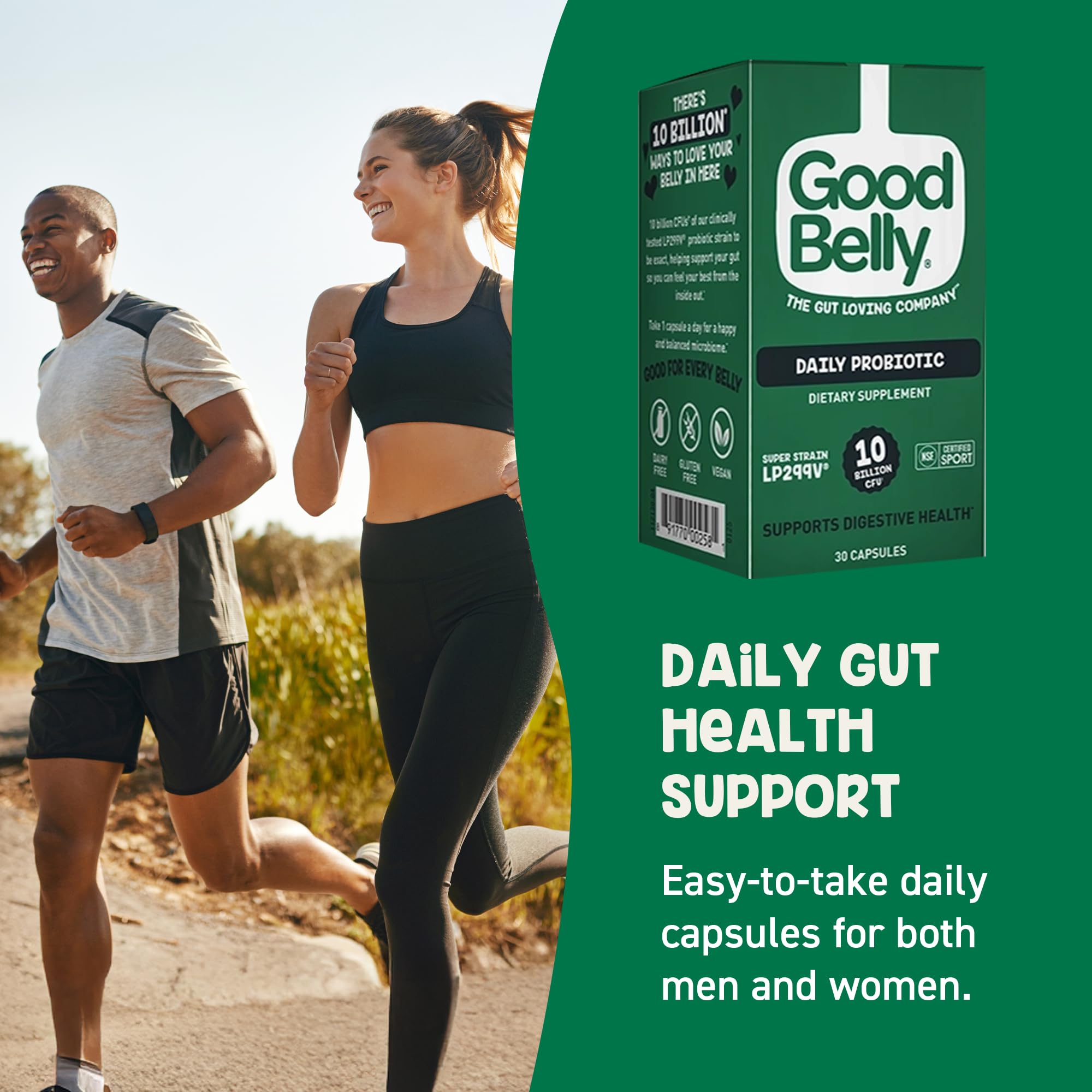 GoodBelly cápsula junto a monedas para comparar tamaño y portabilidad