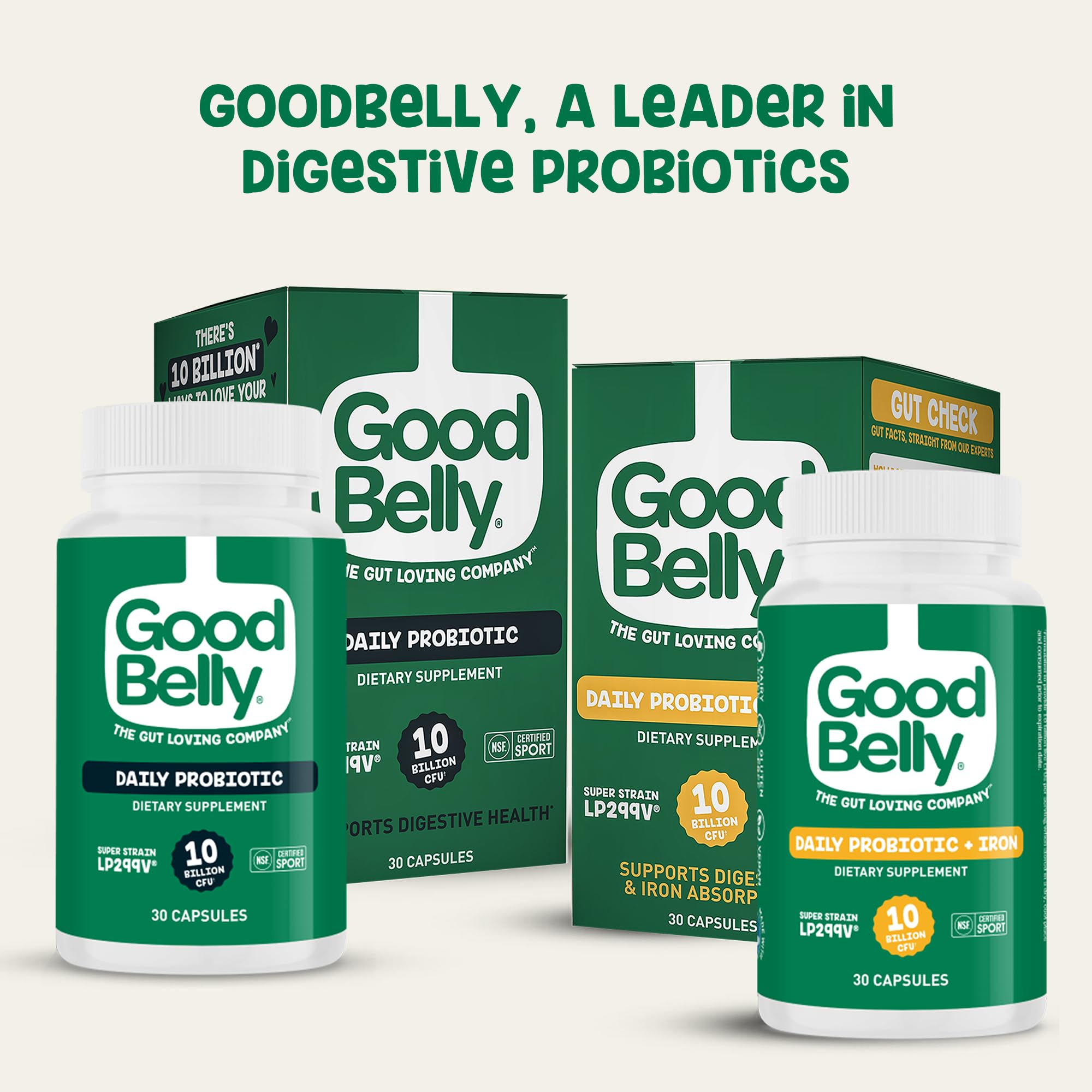 GoodBelly etiqueta con ingredientes resaltando fórmula vegana y sin alérgenos