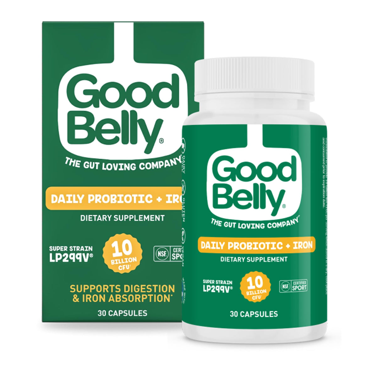 GoodBelly frasco del producto mostrando presentación y beneficio digestivo