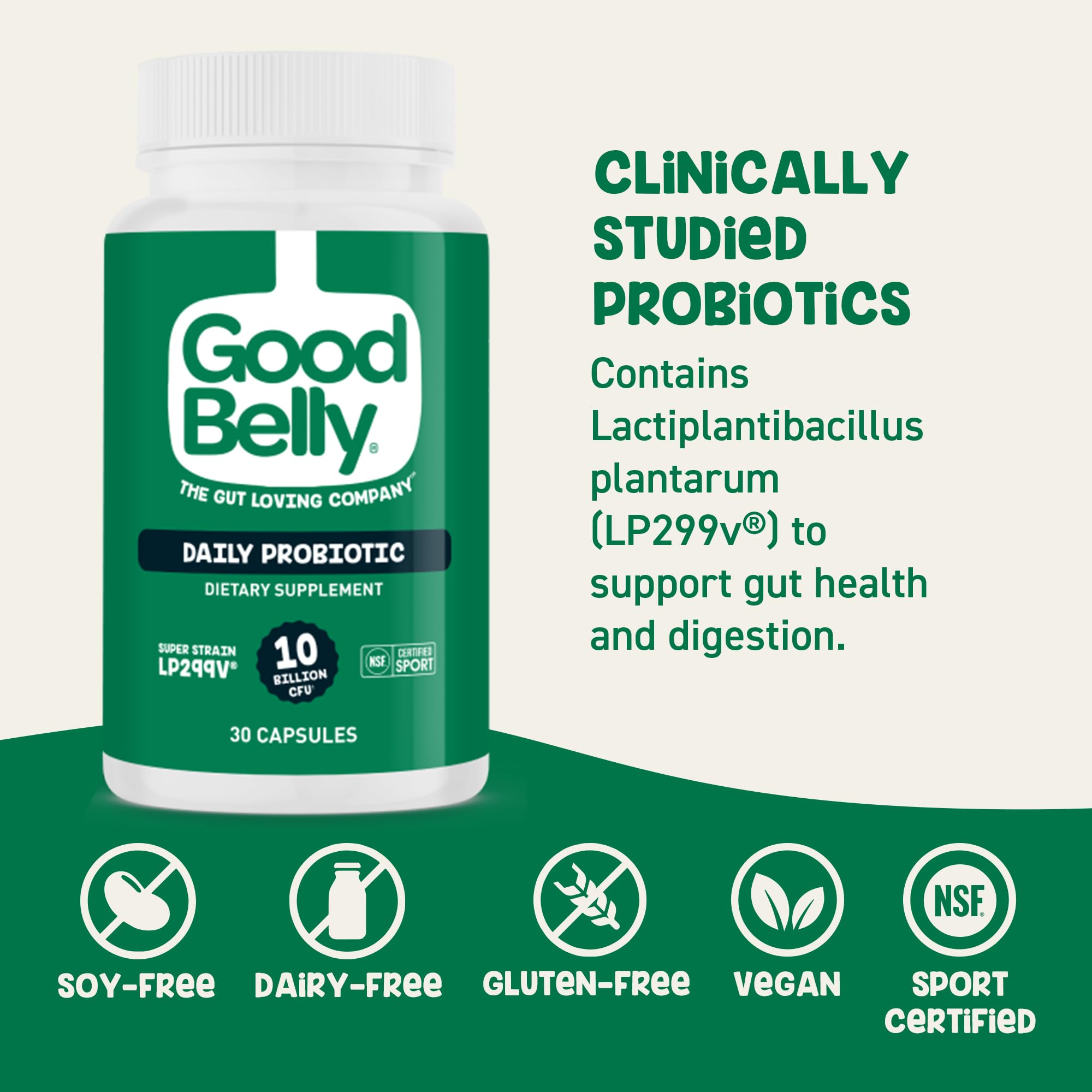 GoodBelly textura de cápsula en primer plano para apreciar recubrimiento