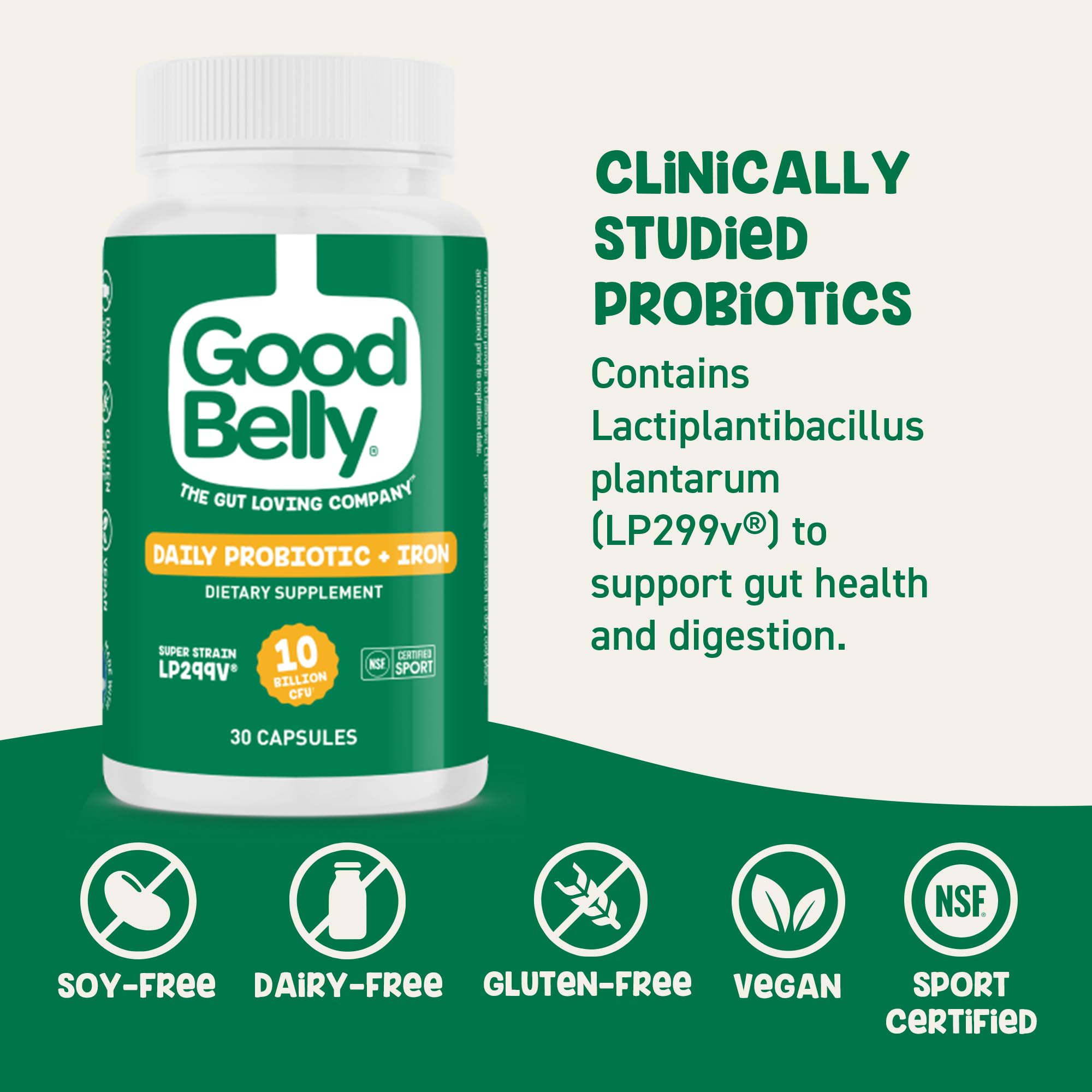 GoodBelly detalle del contenido de cápsula indicando cultivos activos estables