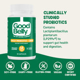 GoodBelly detalle del contenido de cápsula indicando cultivos activos estables