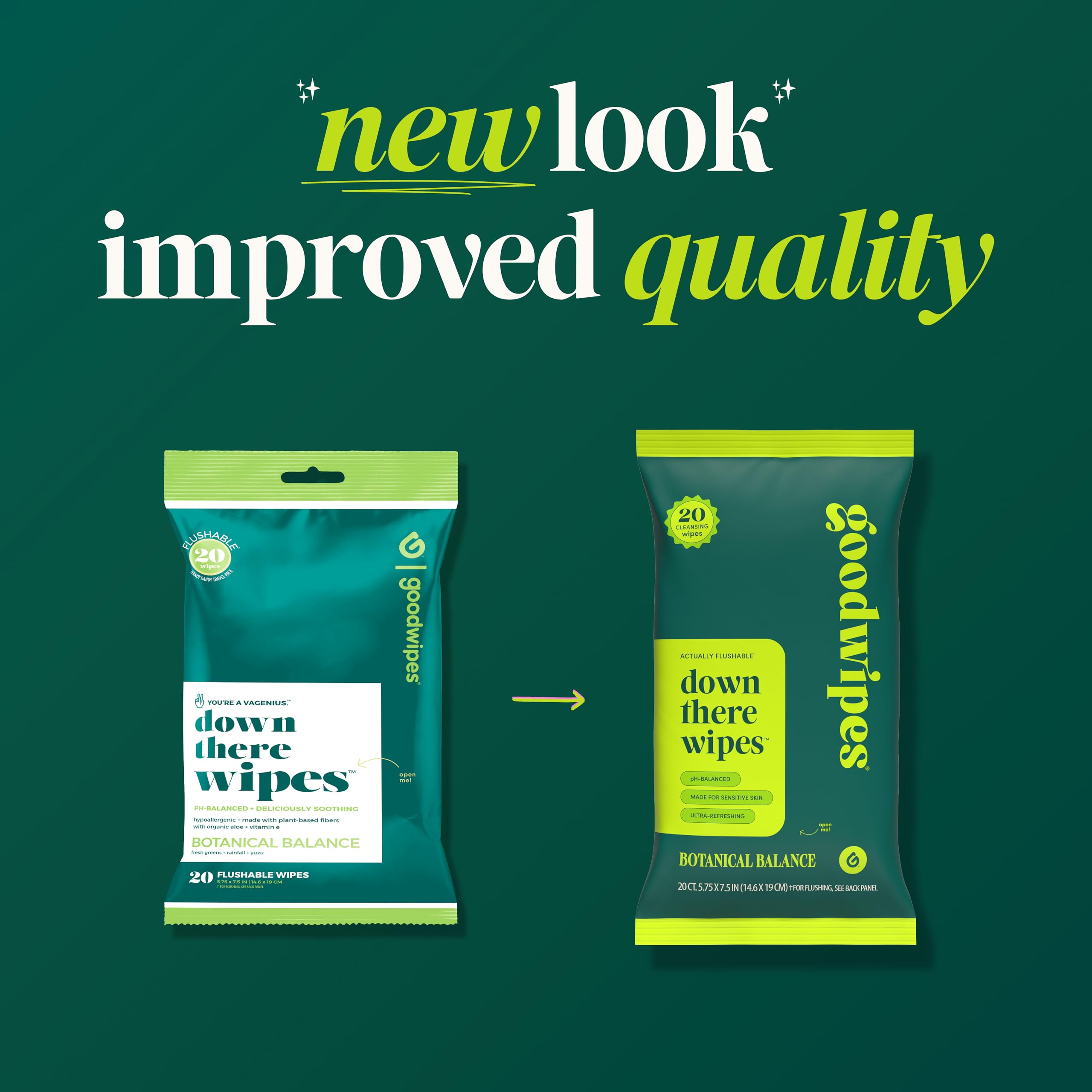 goodwipes etiqueta con ingredientes suaves como aloe y vitamina E para piel sensible