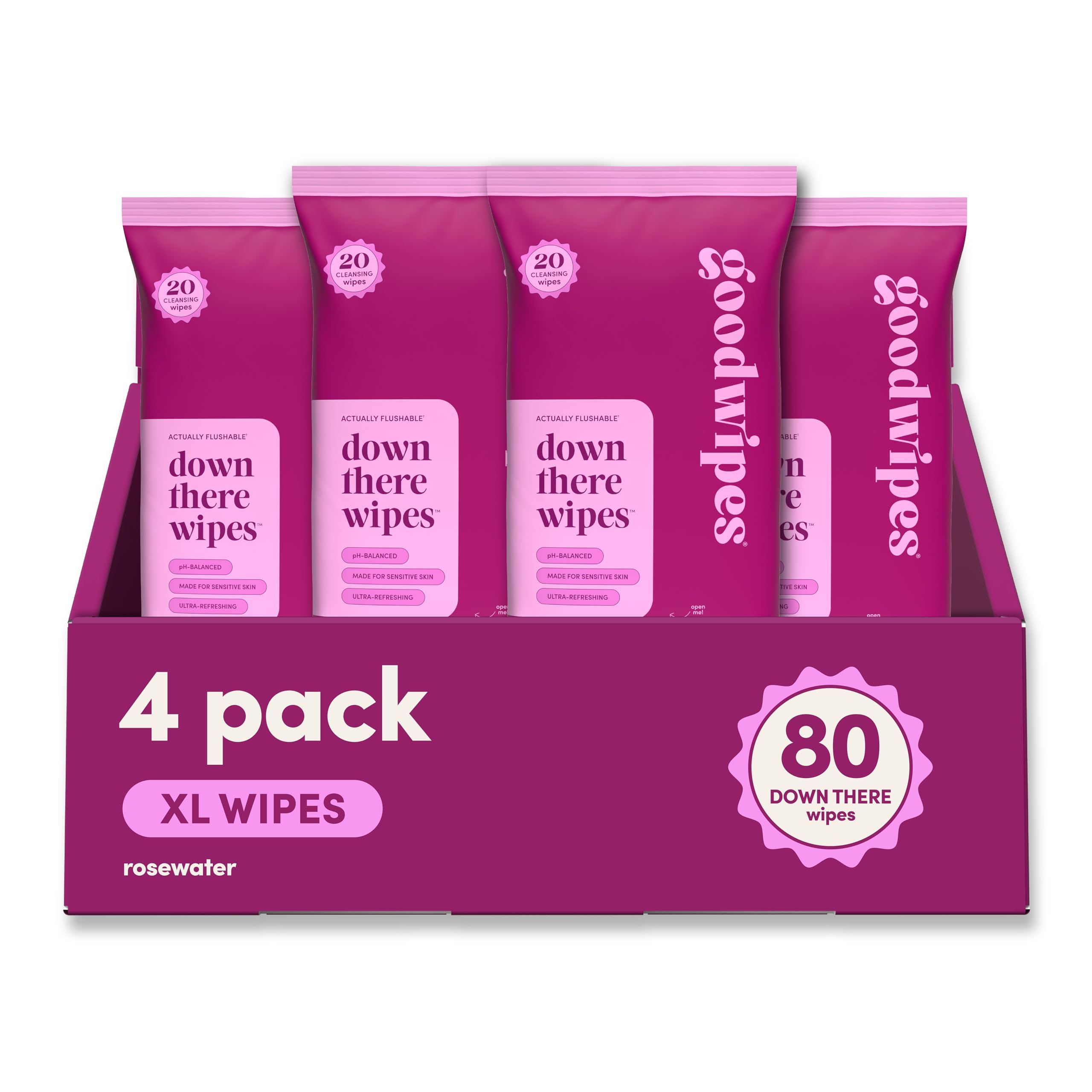 goodwipes envase frontal mostrando diseño y conteo, práctico para identificar producto