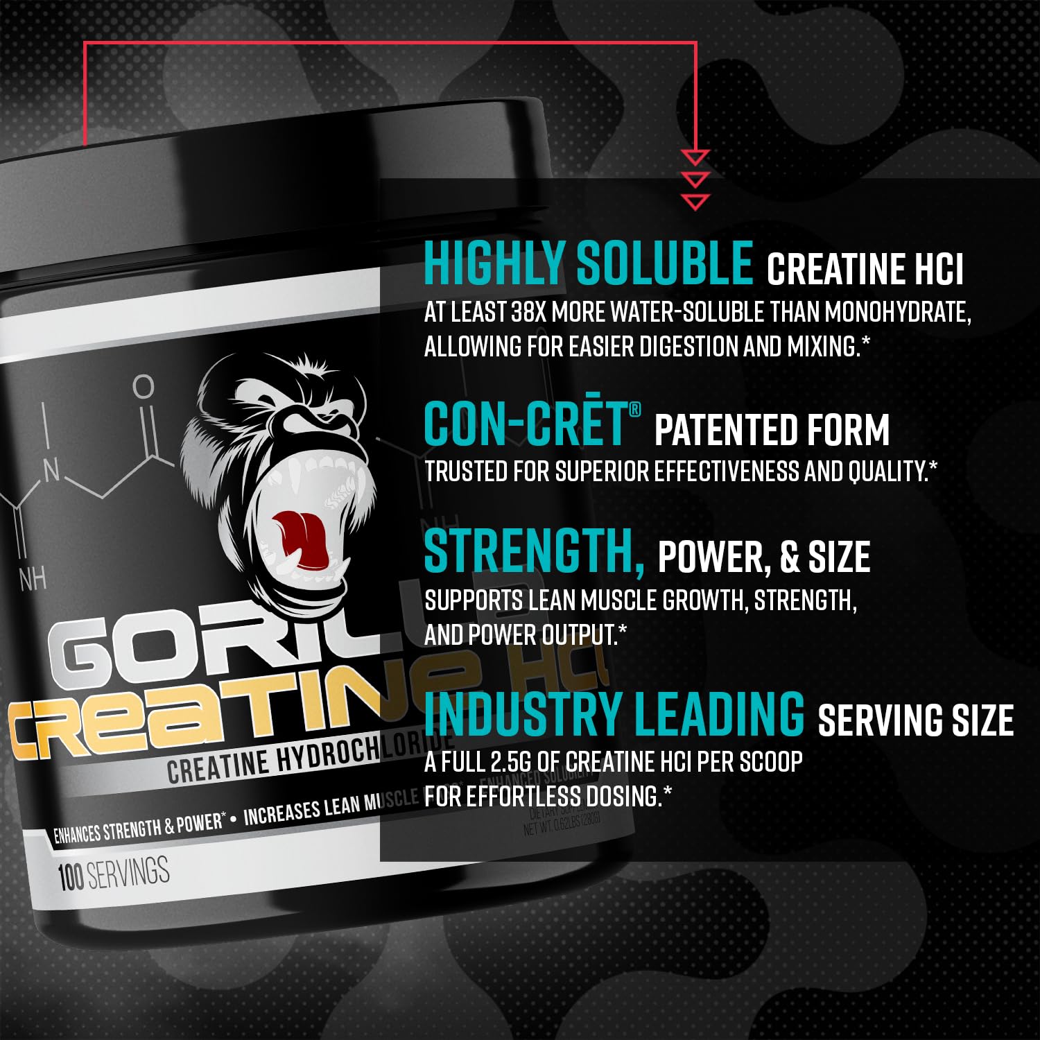 Gorilla Mind CON-CRĒT® en vaso mezclado con agua para rápida disolución