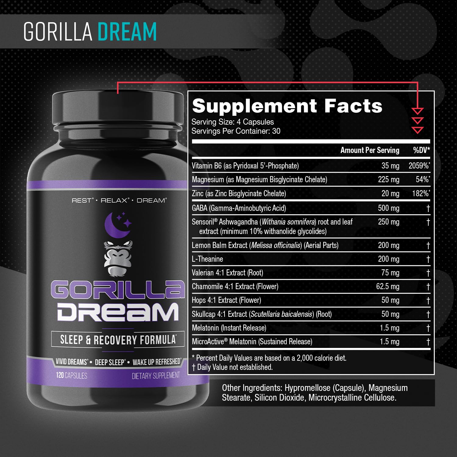 Gorilla Mind Dream cápsulas sobre la palma, destacando dosis y comodidad de uso