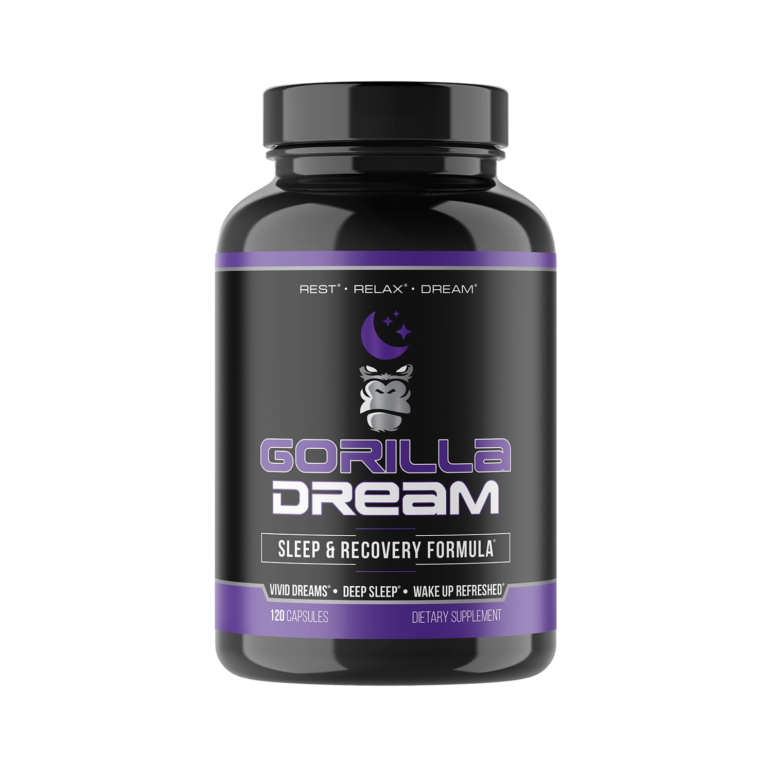 Gorilla Mind Dream vista frontal del envase mostrando etiquetas claras y beneficios