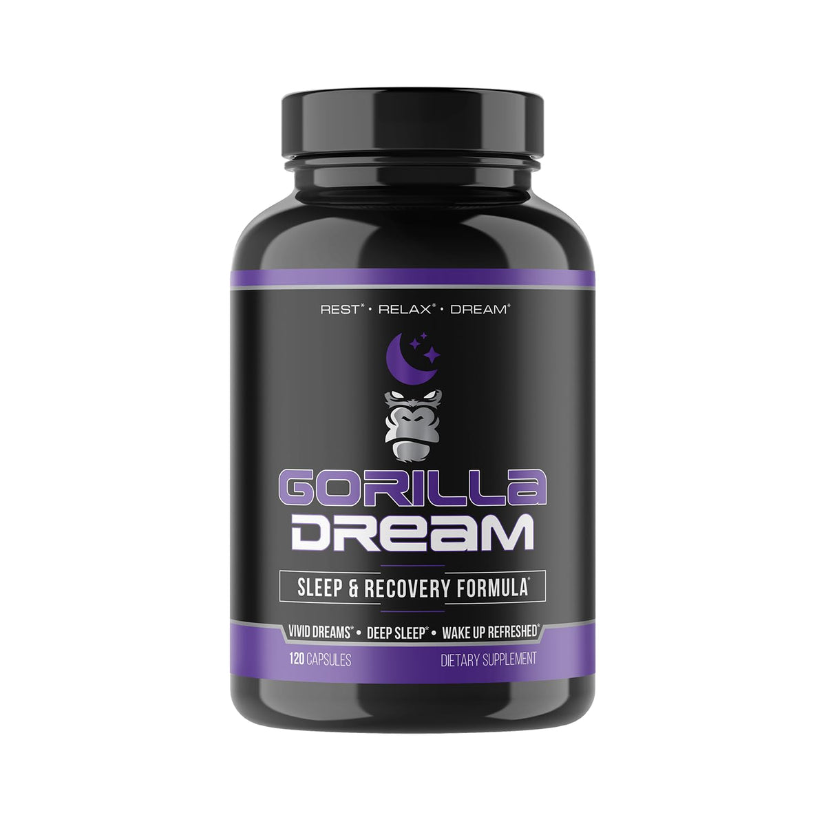 Gorilla Mind Dream vista frontal del envase mostrando etiquetas claras y beneficios