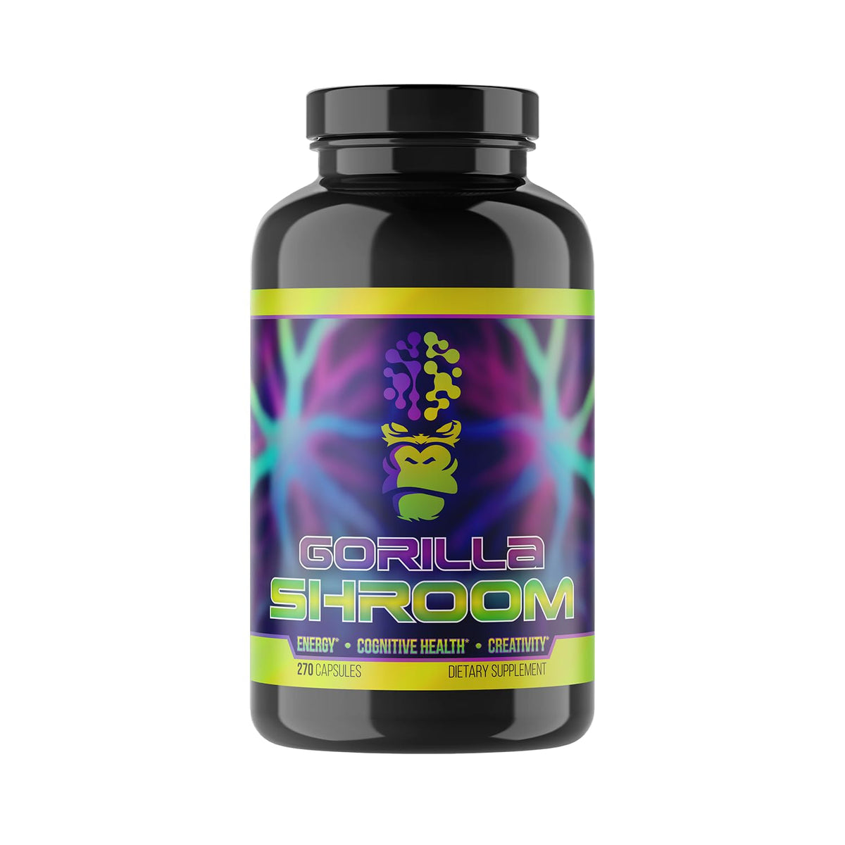 Gorilla Mind frasco frontal mostrando etiqueta y beneficio de claridad
