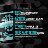 Gorilla Mind etiqueta con lista de ingredientes y sello Creapure claro