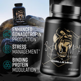 Gorilla Mind Sigma frasco junto a equipo de entrenamiento, apoya rutina diaria