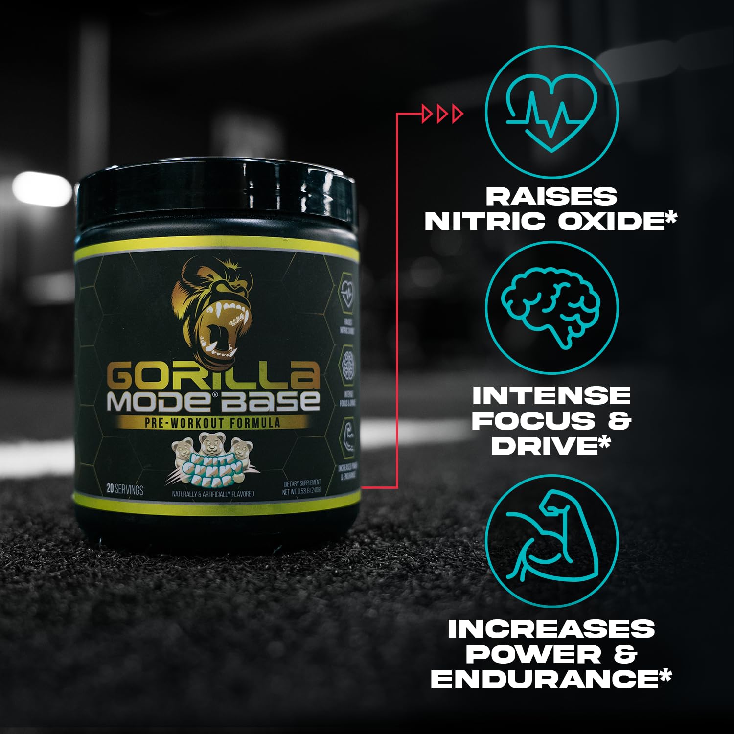 Gorilla Mind polvo textura cerca destacando mezcla fina y rápida disolución