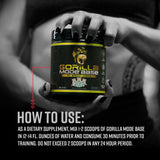 Gorilla Mind vaso mezclador en gimnasio mostrando energía y enfoque durante ejercicio