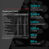 Gorilla Mind etiqueta con lista de ingredientes y beneficios por porción