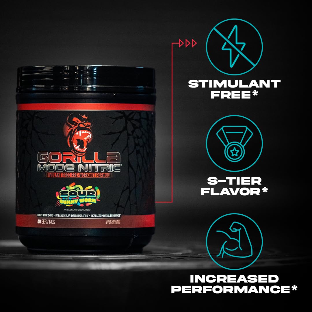 Gorilla Mind Gorilla Mode Nitric textura del polvo sin grumos para mezcla fácil y sabor agradable
