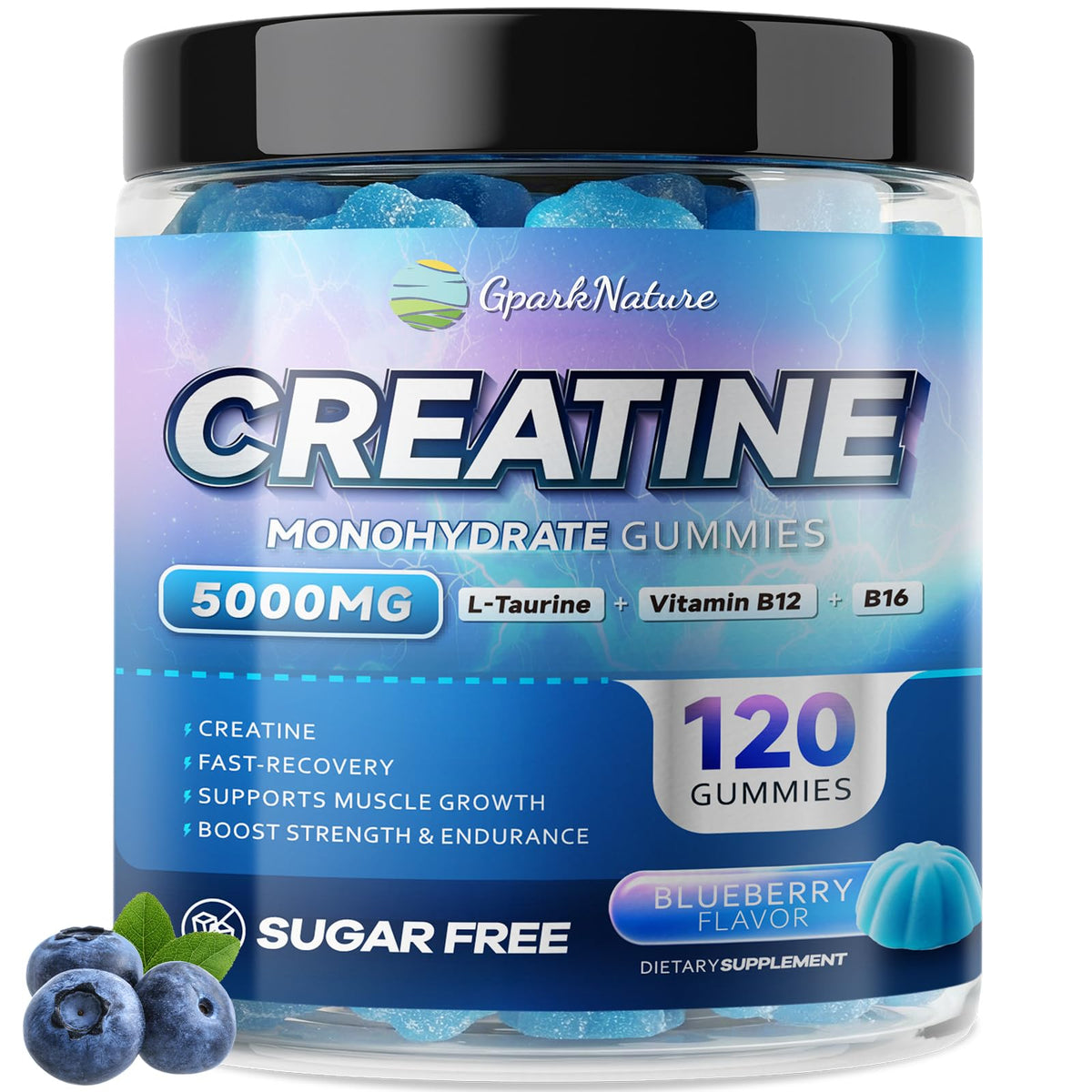 GparkNature frasco frontal mostrando 120 gomitas y beneficio práctico